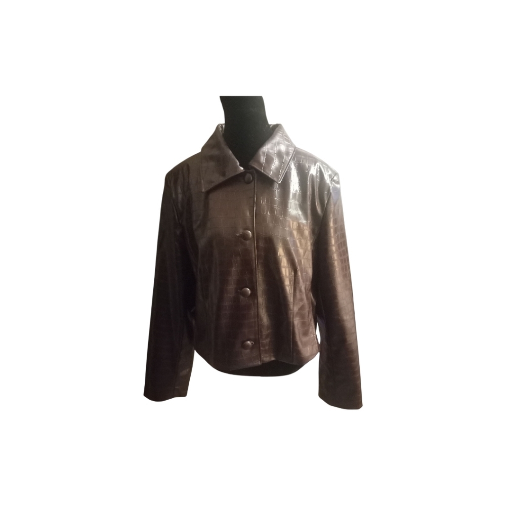 Worthington Rich Plum Women's Faux Leather Jacket, Size XL, NWT